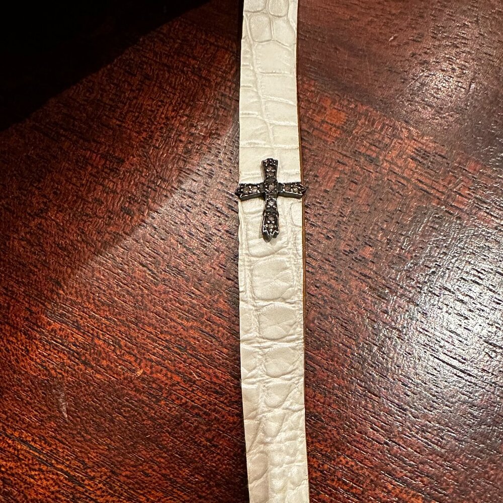Diamond Cross Leather Bracelet